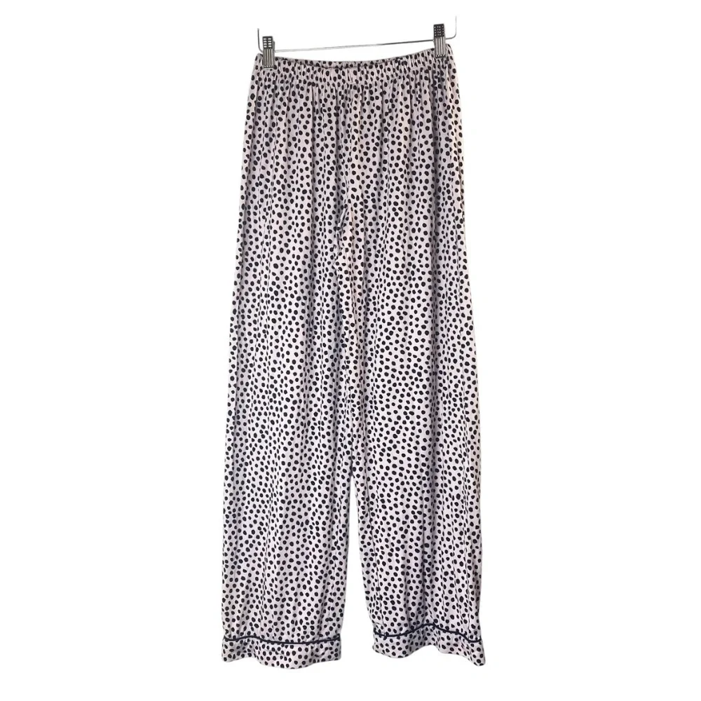 KATE SPADE Blush Pink Black Dots Short Sleeve Long Pant Pajamas Top M/Pant S